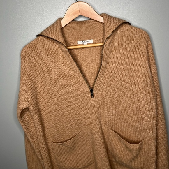 Madewell Merino Wool Glenbrook Half-Zip Pullover Sweater - Heather Saddle - Picture 5 of 11